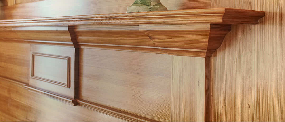 E.T. Moore Homes Heart Pine Fireplace Mantle