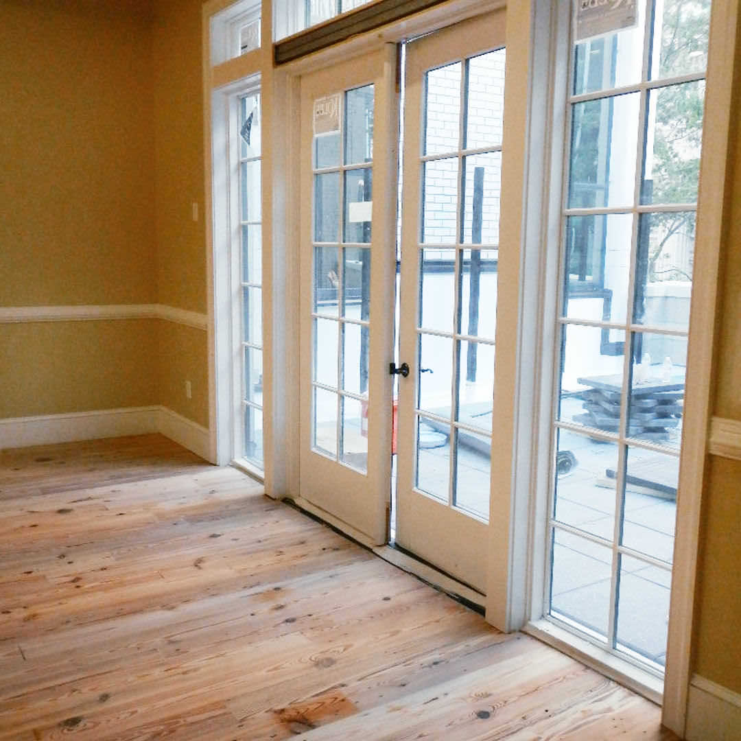 Number 1 Heart Pine Flooring on Concrete Office Space Rare Wood Showcase